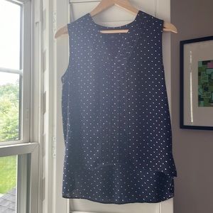 Ann Taylor Petite SP polka dot sleeveless blouse